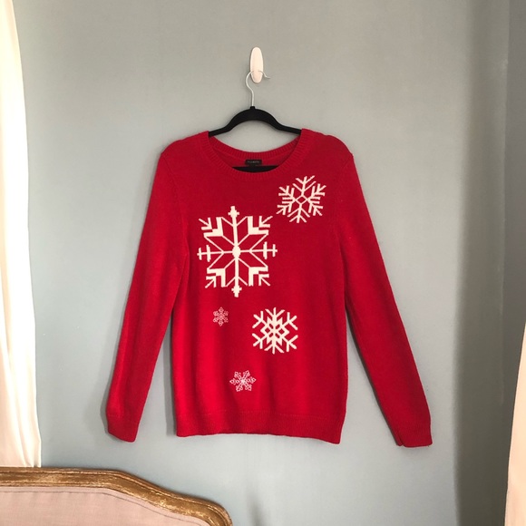 NWT Talbots Red Snowflake Sweater - Picture 2 of 9
